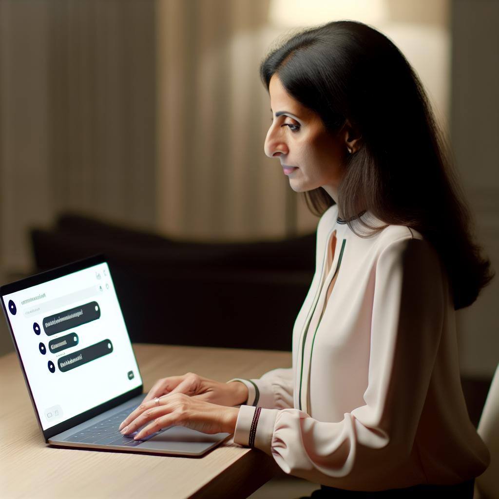 A person using a laptop with the AIChatOne Chrome extension open, engaging with a GPT-powered chatbot on the screen.